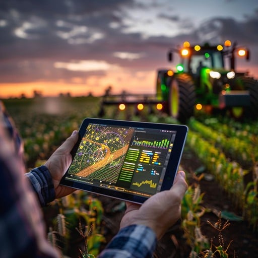 طائرة درون تراقب حقلاً زراعياً